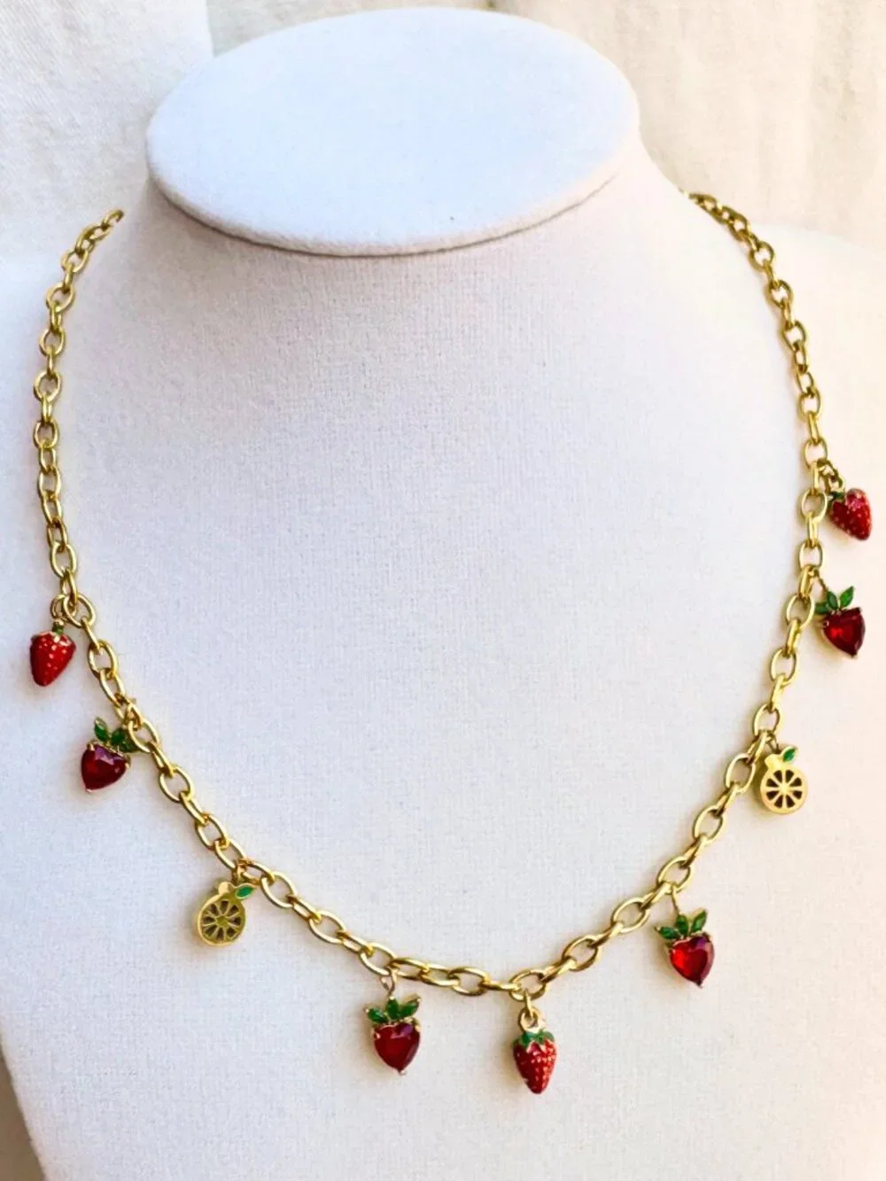 14k‎ Laminated Stainless Steel Fruit Charm Chain Necklace